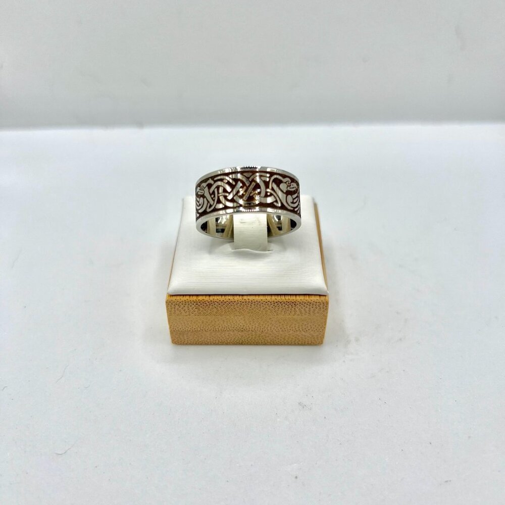 Viking Stainless Steel Silver Ring - Size 10.25